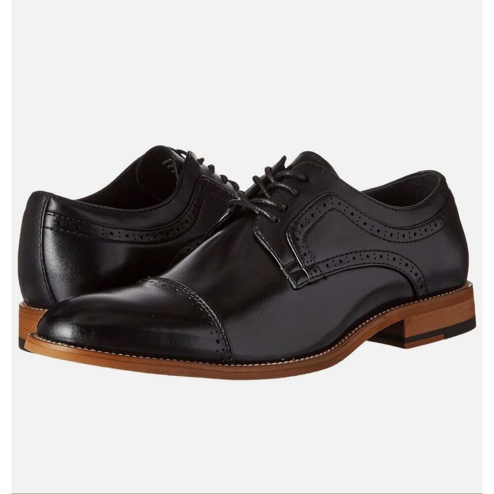 Stacy Adams Dickinson Cap Toe Oxford 100% Black Dress Shoes Men's 13